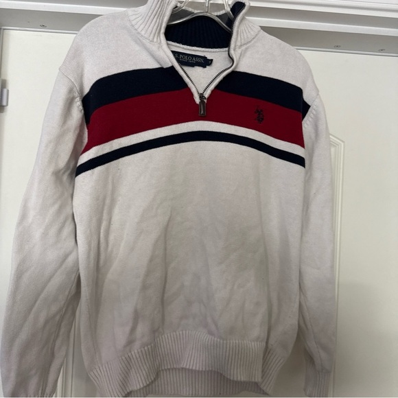 U.S. Polo Assn. Quarter-Zip Gray Striped Sweater Men’s small - Picture 3 of 5